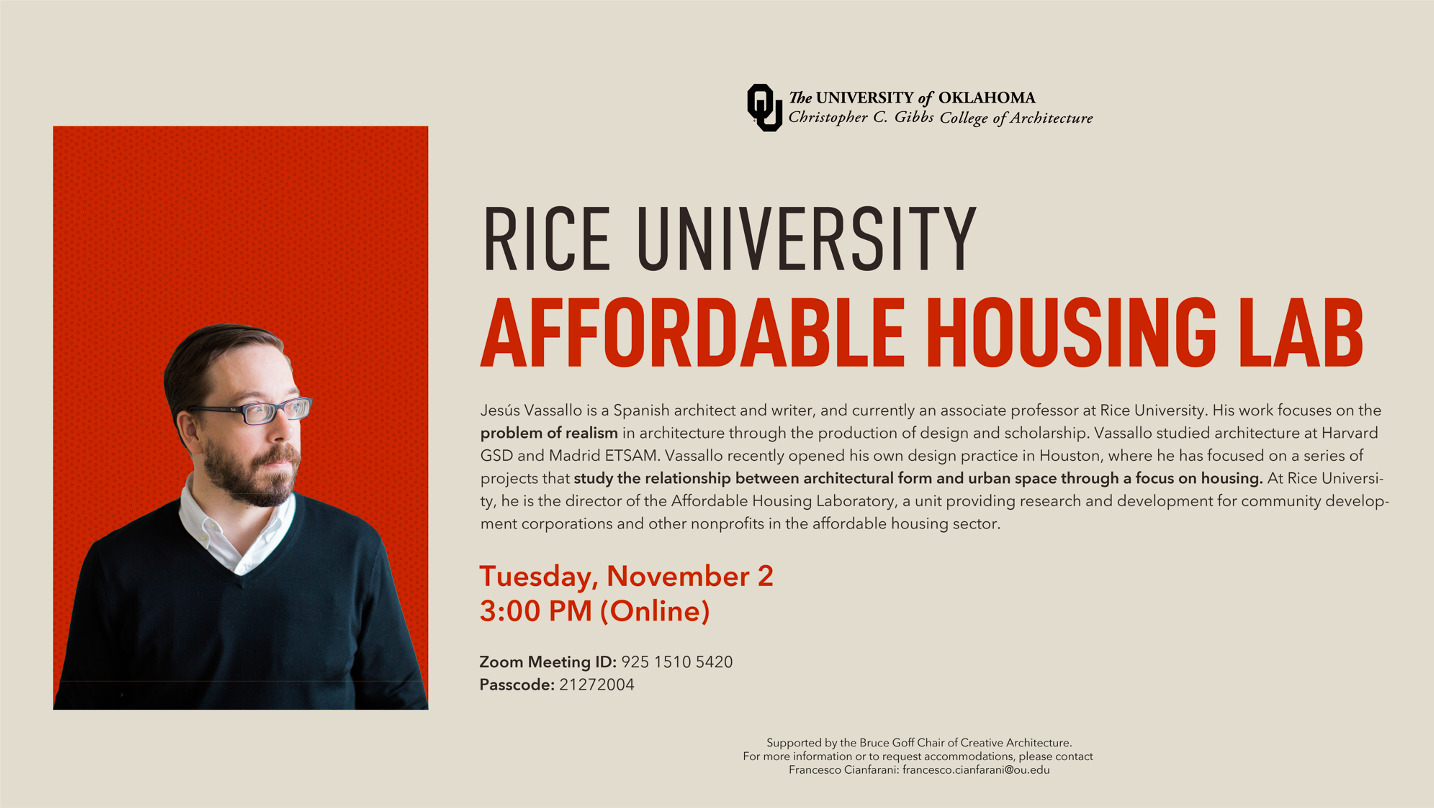 Upcoming Affordable Housing Lecture with Jesús Vassallo
